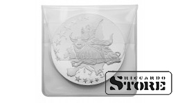 Skaidrūs polimerinės plėvelės maišeliai monetoms, dydis 64 x 64 mm, pakuotėje 100 vnt.