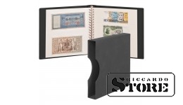 LINDNER banknotų albumas su baltais įklotais ir apsaugine kasete — juodas.
