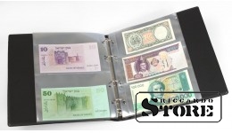 KOBRA banknotų albumas su 20 skaidrių, padalintų plastiko voko įdėklų, 210 x 230 mm, juodas