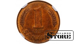 Latvija, 1 santimas 1937 m., bronza, NGC UNC DETAILS, KM#10