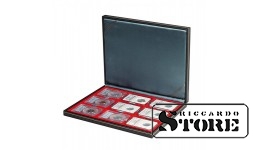 NERA M dėklas su šviesiai raudonu įdėklu 9 sertifikuotoms monetoms 63x85 mm iš Amerikos vertinimo kompanijų
