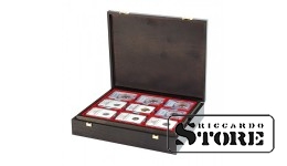 CARUS dėklas iš natūralios medienos 36 sertifikuotoms monetoms 63x85 mm iš Amerikos vertinimo kompanijų