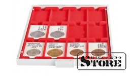 Нумизматический бокс в модификации STANDARD с 12 прямоугольными ячейками для рамок REBECK COIN L размером 75x50 мм.