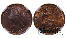 United Kingdom, 1 Farthing, 1885 year, Bronze, NGC, MS 62 BN