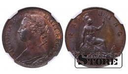 Jungtinė Karalystė, 1 farthingas 1881 m., Viktorija, NGC MS 64 BN, Top Pop