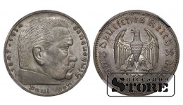 Vokietija, 5 reichsmarkės, 1935 m., E, sidabras, NGC MS 64