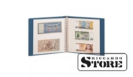 LINDNER banknotų albumas su baltais įklotais ir apsaugine kasete — mėlynas.