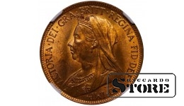 Jungtinė Karalystė, ½ penny, 1901 m., NGC MS 63 RB