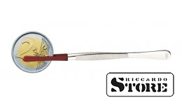 Nikelio danga padengtos numizmatinės pincetės, 120 mm, su apsauginiu dangteliu ant galiukų