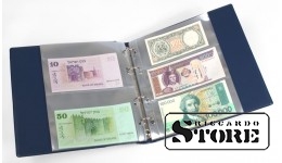 KOBRA banknotų albumas su 20 skaidrių, padalintų plastiko voko įdėklų, 210 x 230 mm, mėlynas