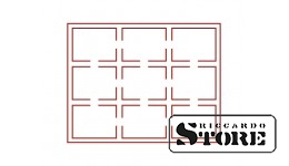 NERA M PLUS dėklas su šviesiai raudonu intarpu 9 sertifikuotoms monetoms 63x85 mm iš Amerikos vertinimo kompanijų