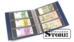 KOBRA didelio formato banknotų albumas su 20 trijų dalių lapų, mėlynas