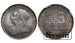Jungtinė Karalystė, 1 shilling, 1897 m., NGC MS 63