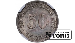 Vokietija, 50 pfeningų, 1876 m., sidabras, NGC MS 64