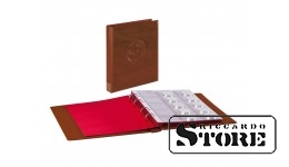 "Half Penny" ring binder set with 10 numismatic sheets, dark brown color.