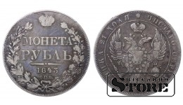 Российская Империя, 1 рубль, 1843 год, SPB-ACh, PCGS VF Detail, Николай I