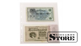 Universalūs UNIPLATE sistemos lapai su 2 juostelėmis-klipsinėmis kišenėmis (128 mm), permatomi, komplekte 5 lapai
