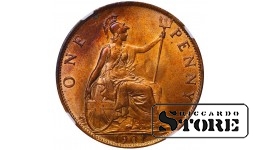 Jungtinė Karalystė, 1 penny 1901 m., Viktorija “Veiled Head”, bronza, NGC MS 63 RB, KM#790