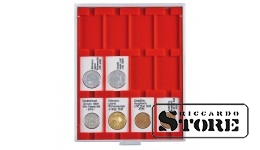 Нумизматический бокс в модификации STANDARD с 12 прямоугольными ячейками для рамок REBECK COIN L размером 75x50 мм.
