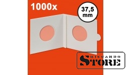 HARTBERGER monetų rėmeliai 37,5 mm, savaime klijuojantys. Pakuotėje 1000 vienetų. Puikiai tinka vidutinio dydžio monetoms kolekcijose.