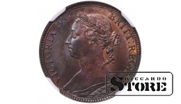 Jungtinė Karalystė, 1 farthingas 1881 m., Viktorija, NGC MS 64 BN, Top Pop
