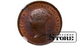 Jungtinė Karalystė, ½ farthing, 1844 m., NGC MS 62 BN