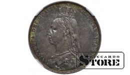 United Kingdom, 1 Shilling, 1890 year, Silver, NGC, AU 58