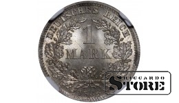 Vokietija, 1 markė, 1886 m., D, sidabras, NGC MS 67, Top Pop