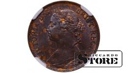 United Kingdom, 1 Farthing, 1885 year, Bronze, NGC, MS 62 BN