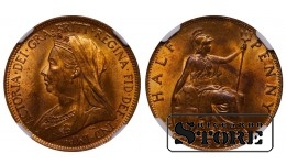 Jungtinė Karalystė, ½ penny, 1901 m., NGC MS 63 RB