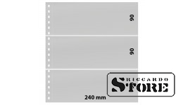Rinkinys: 10 permatomų lapų su 3 kišenėmis (240 × 90 mm) ir juodu įklotu.