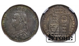 United Kingdom, 1 Shilling, 1890 year, Silver, NGC, AU 58