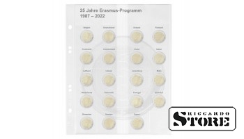 Iliustruotas Multi Collect sistemos lapas 2 eurų proginiams monetoms: bendras leidimas „35 metai Erasmus programai 1987–2022“.
