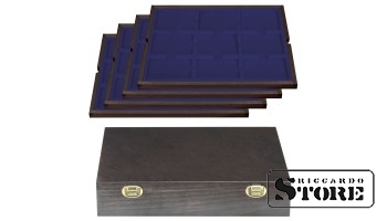 CARUS dėklas iš natūralios medienos 36 sertifikuotoms monetoms 63x85 mm iš Amerikos vertinimo kompanijų