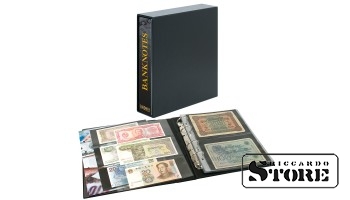 Universalus banknotų albumas PUBLICA M su 20 dvipusių Multi Collect lapų dviem langelių variantais. Su tinkama apsaugine kasečių.
