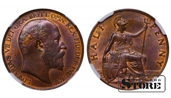 Jungtinė Karalystė, ½ penny, 1902 m., NGC MS 63 BN