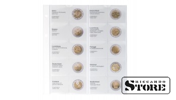 Iliustruotas karat lapas 2 eurų proginėms monetoms chronologiškai sudėlioti: Italija 2006 – Vokietija 2008.