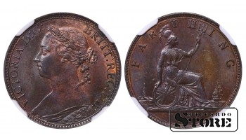 Jungtinė Karalystė, 1 farthingas 1881 m., Viktorija, NGC MS 64 BN, Top Pop