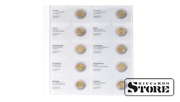 Iliustruotas karat lapas 2 eurų proginėms monetoms chronologiškai sudėlioti: Belgija 2011 – Ispanija 2012.