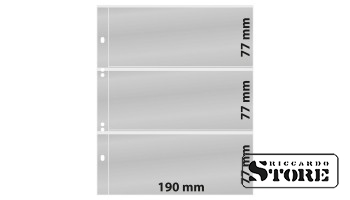 Numizmatiniai lapai Multi Collect sistemai su 3 langeliais (77 mm), permatomi, komplekte 10 lapų.