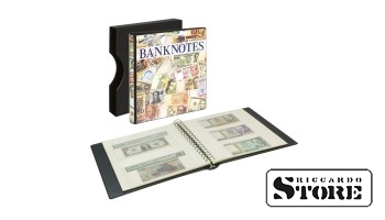 Banknotų albumas su 10 permatomų lapų (2 rūšių), baltomis įklotėmis ir apsaugine dėžute, modelis 814.