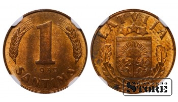 Latvija, 1 santims, 1939 m., NGC MS 63 RB