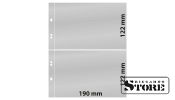Universalūs numizmatiniai lapai Multi Collect sistemai su 2 langeliais (122 mm), permatomi. Pakuotėje 10 lapų.