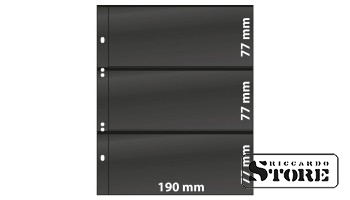 Numizmatiniai lapai Multi Collect sistemai su 3 langeliais (77 mm), juodos spalvos. Pakuotėje 10 lapų.