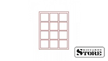 Veliūrinis albumas STANDARD modifikacijoje su 12 kvadratinių skyrių 66x66 mm monetoms/medaliams ir kitiems kolekcionuojamiems daiktams