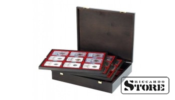 CARUS dėklas iš natūralios medienos 36 sertifikuotoms monetoms 63x85 mm iš Amerikos vertinimo kompanijų