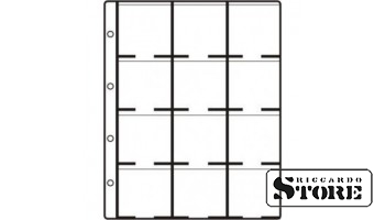HARTBERGER coin sheets with 12 slots for 50x50 mm coin holders — Standard, pack of 10. (LK 12 ST)
