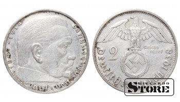 1938 VOKIETIJA (TREČIASIS REICHAS), SILVER 2 REICHSMAR B - VIENNA KM# 93 #G2114