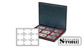 NERA M dėklas su tamsiai raudonu įdėklu 9 sertifikuotoms monetoms 63x85 mm iš Amerikos vertinimo kompanijų