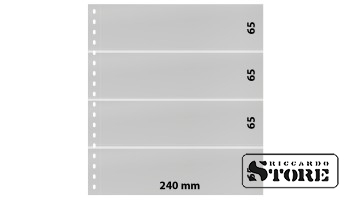 Permatomas lapas su 4 kišenėmis (240 × 65 mm) ir juodu įklotu. Pakuotė – 10 vienetų.